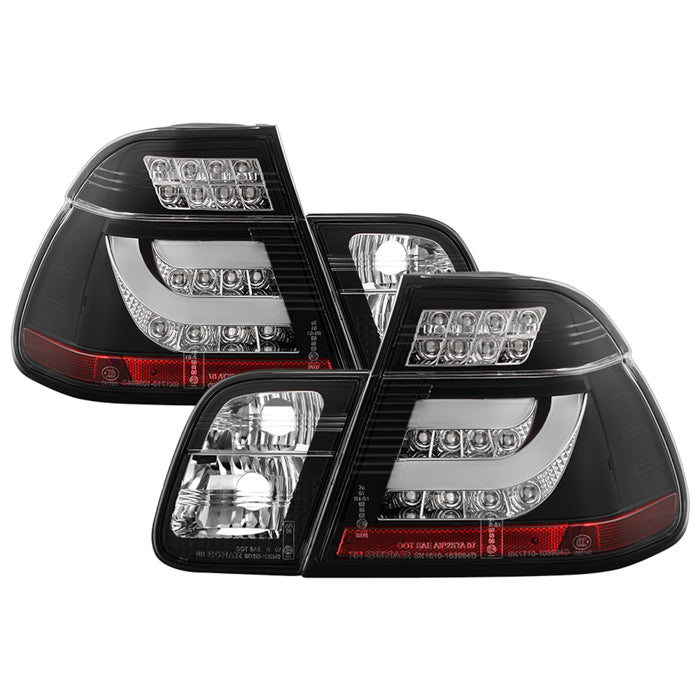 BMW E46 3-Series 99-01 4Dr Light Bar Style LED Tail Lights - Black