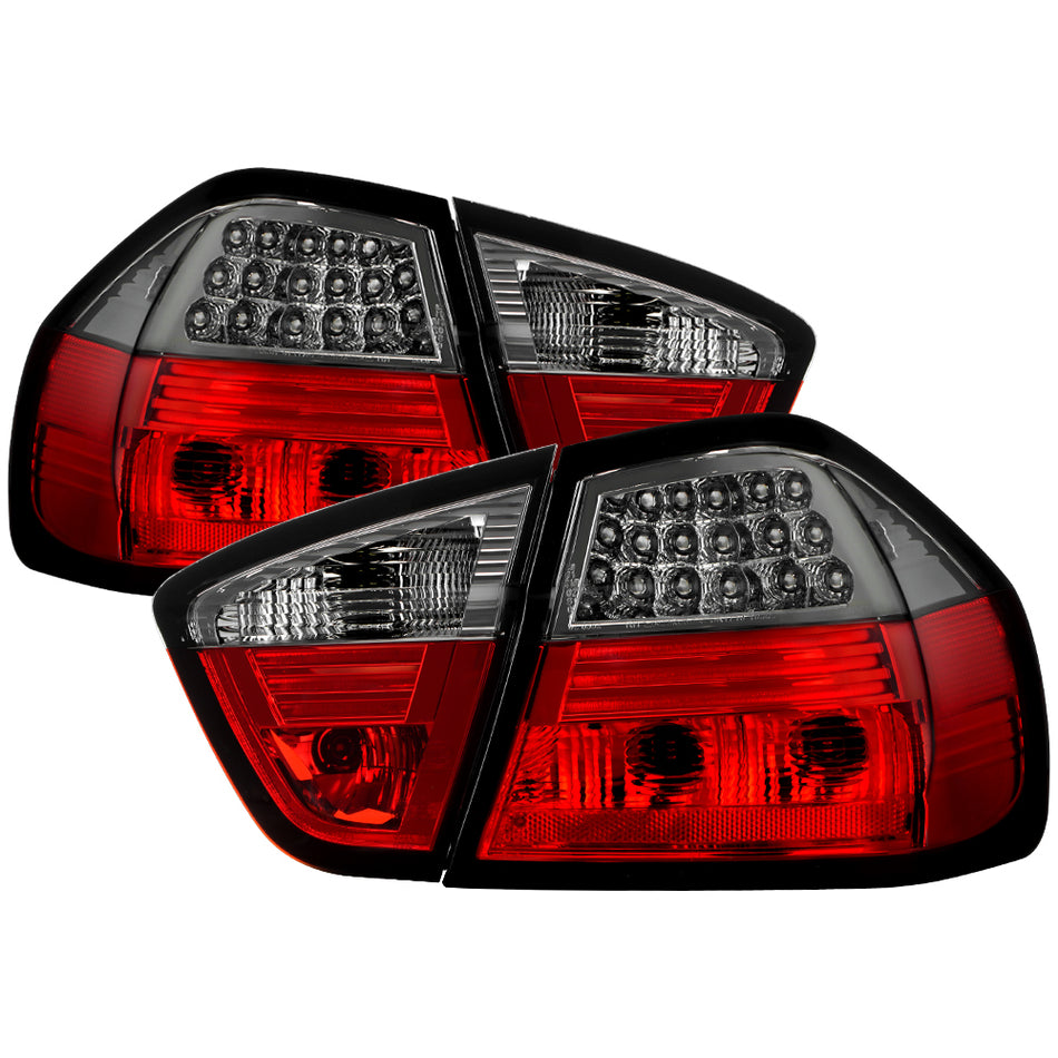 BMW E90 3-Series 06-08 4Dr LED Tail Lights - Red Smoke