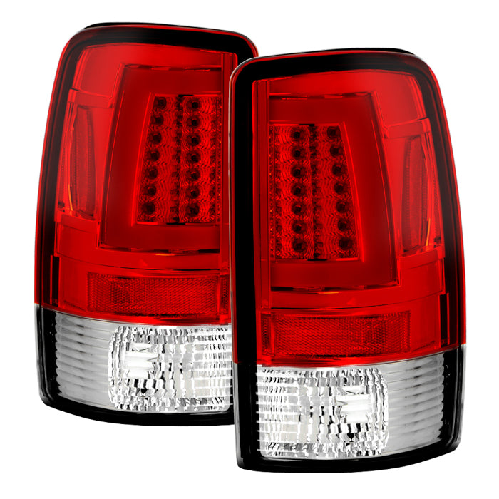 Chevy Suburban/Tahoe 1500/2500 00-06 / GMC Yukon/Yukon XL 00-06 / GMC Yukon Denali/Denali XL 01-06 ( Lift Gate Style Only ) Version 2 Light Bar LED Tail Lights - Red Clear