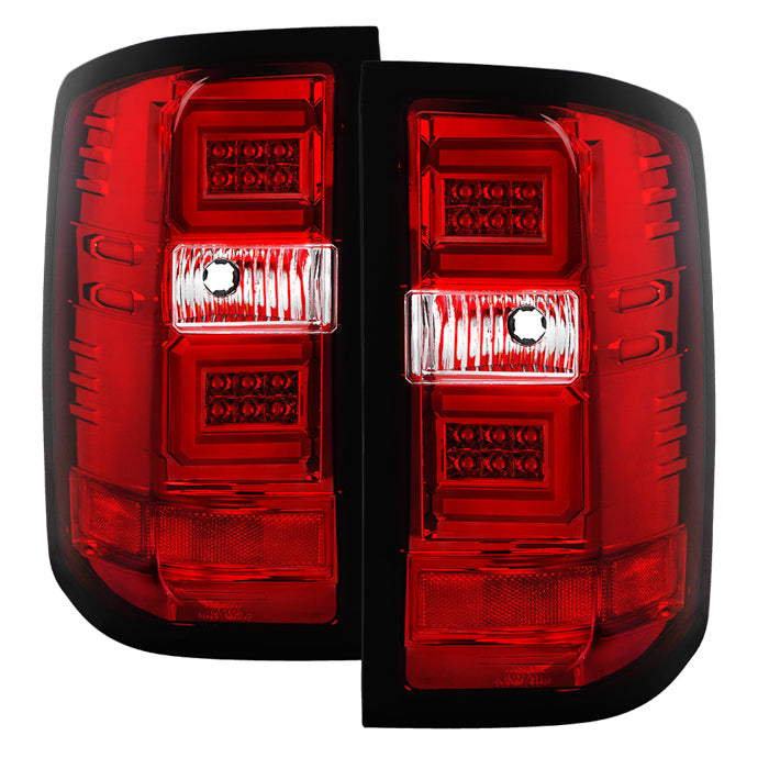 ( Spyder ) Chevy Silverado 1500 2016-2018 / Silverado 2500/3500 HD 2016-2019 (will Only Work With Factory LED Type) Light Bar LED Tail Lights - Red Clear