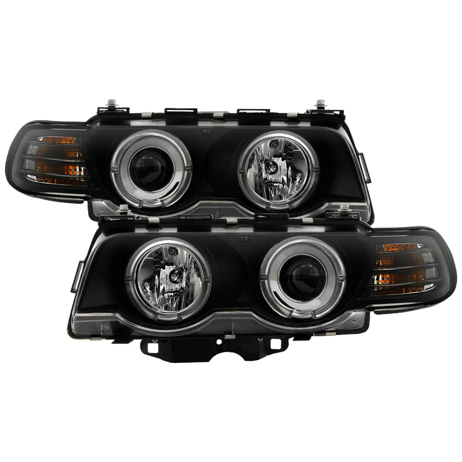 ( Spyder Signature ) BMW E38 7-Series 99-01 Projector Headlights 1PC - Xenon/HID Model Only ( Not Compatible With Halogen Model ) - LED Halo - Black - High H1 - Low D2S (Not Included)