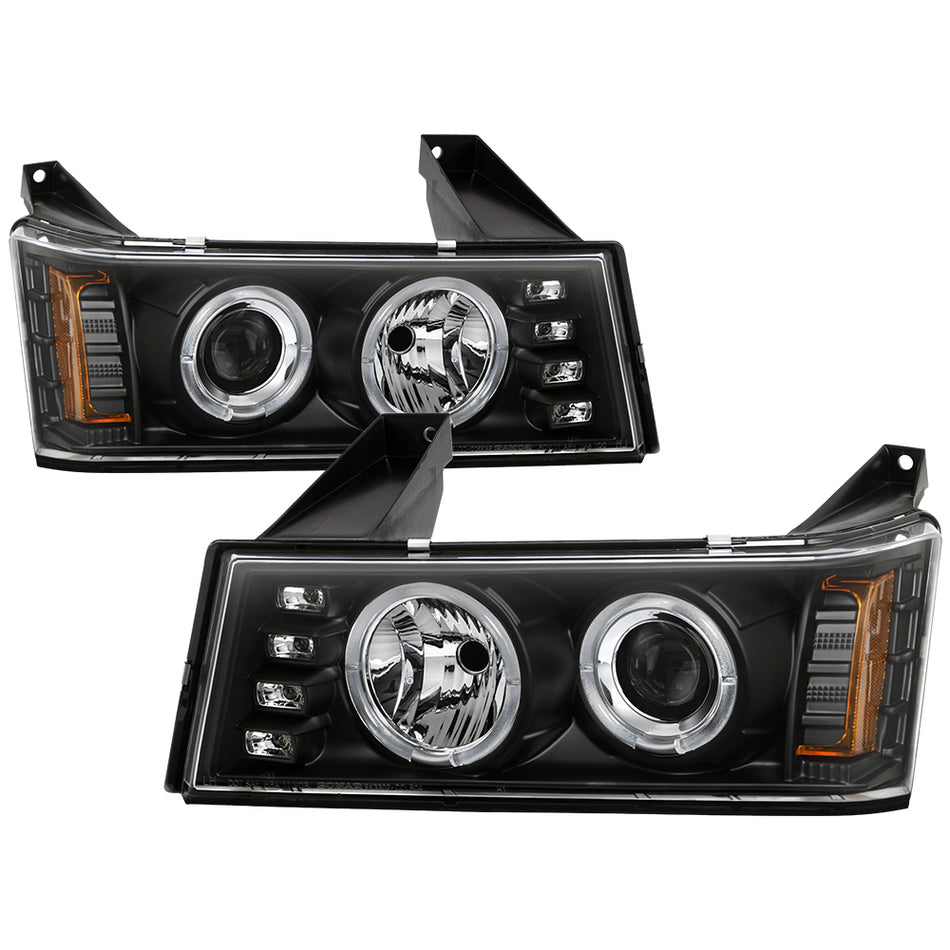 ( Spyder Signature ) Chevy Colorado 04-12 / GMC Canyon 04-12 Projector Headlights - Halogen Model Only ( Not Compatible With Xenon/HID Model ) - LED Halo - Black - High 9005 (Not Included) - Low H1 (Included)