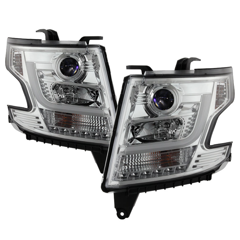 ( Spyder Signature ) Chevy Tahoe / Suburban 2015 -2018 Projector Headlights - DRL LED - Chrome