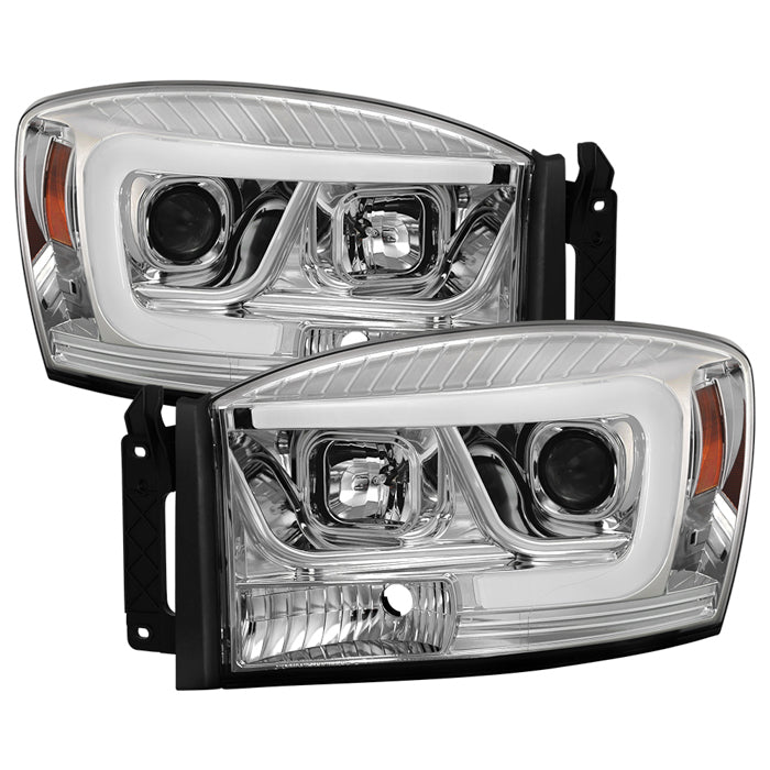 ( Spyder Signature ) Dodge Ram 1500 06-08 / Ram 2500/3500 06-09 Version 2 Projector Headlights - Light Bar DRL - Chrome