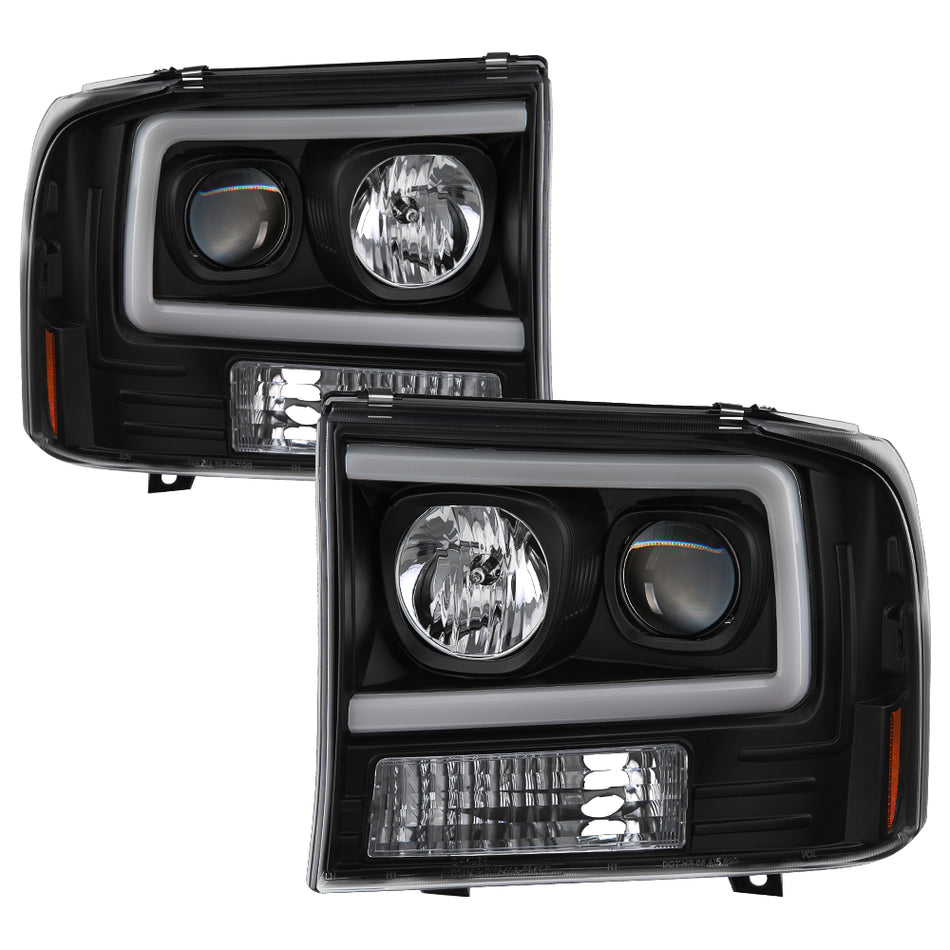 ( Spyder Signature ) Ford F250 Super Duty 99-04 / Ford Excursion 00-04 1PC Light Bar Projector Headlights - Black