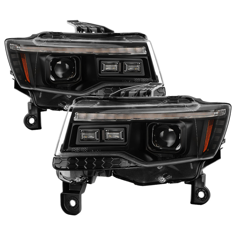 ( Spyder Apex ) Jeep Grand Cherokee 2014 - 2021 HID Model Only ( Not Compatible With Halogen Model ) High-Power LED Module ( High Beam And Low Beam ) Equipped Headlights - Black