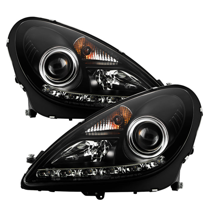 ( Spyder Signature ) Mercedes Benz SLK 05-10 Projector Headlights - Halogen Model Only ( Not Compatible With Xenon/HID Model ) - DRL - Black - High H1 (Included) - Low H7 (Included)