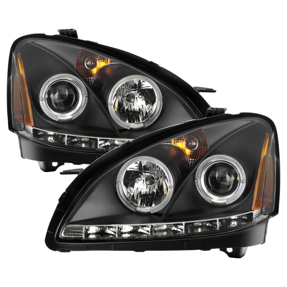 ( Spyder Signature ) Nissan Altima 02-04 Projector Headlights - Halogen Model Only ( Not Compatible With Xenon/HID Model ) - LED Halo - LED ( Replaceable LEDs ) - Black - High H1 (Included) - Low H1 (Included)