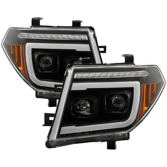 ( Spyder Signature ) Nissan Frontier 2005-2008 / Nissan Pathfinder 2005-2007 Projector Headlights - Greeting Light Show Animation - Sequential LED Turn Signal Lights - Black