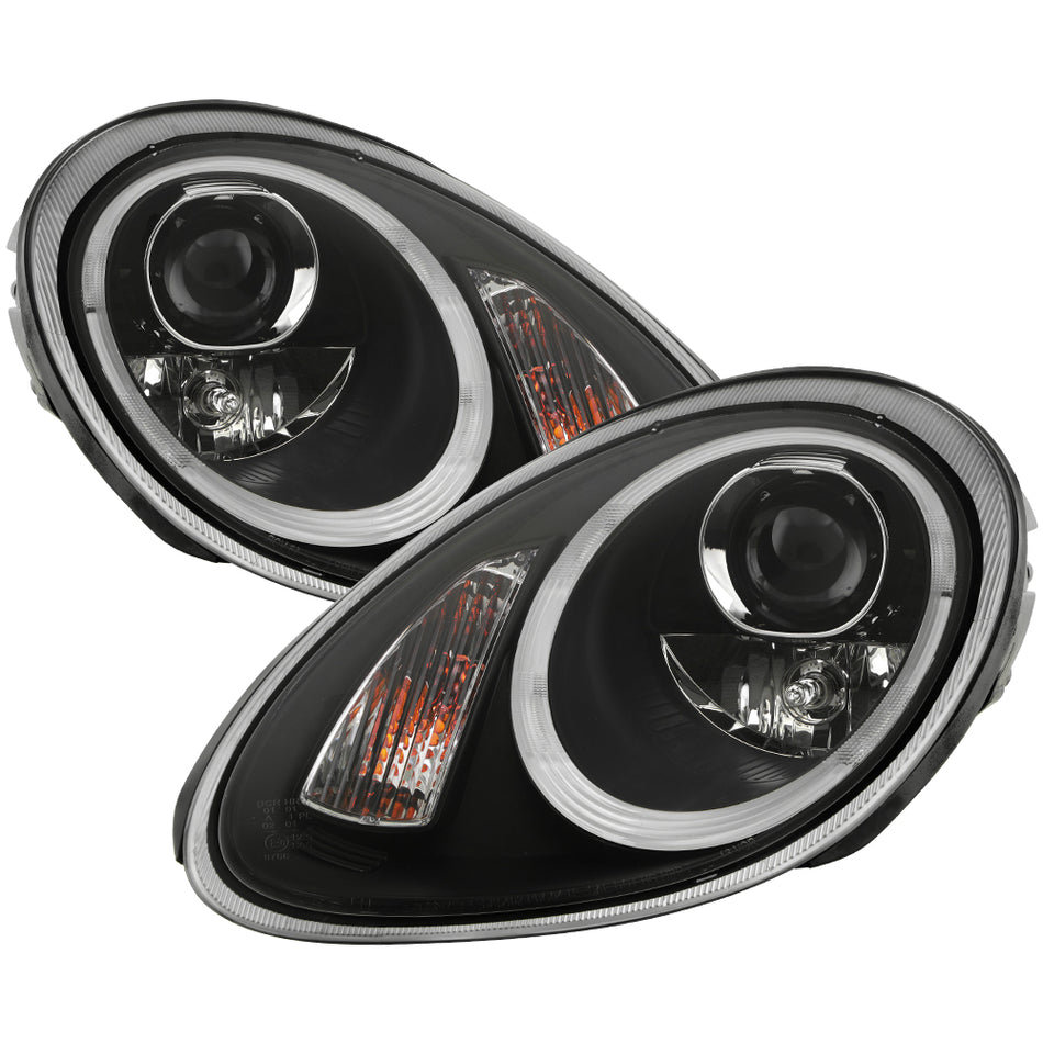 ( Spyder Signature ) Porsche Cayman / Boxster 987 05-08 Projector Headlights - Halogen Model Only ( Not Compatible With Xenon/HID Model ) - DRL LED - Black