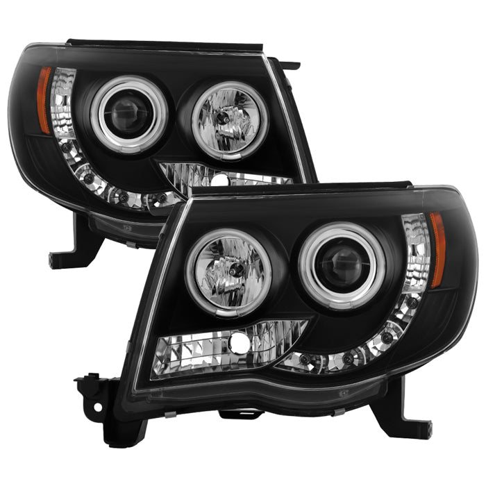 ( Spyder Signature ) Toyota Tacoma 05-11 Projector Headlights - CCFL Halo - LED ( Replaceable LEDs ) - Black - High H1 (Included) - Low H1 (Included)