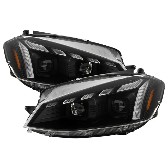 ( Spyder Signature ) Volkwagen Golf MK7.5 2018-2021 Projector Headlights - Greeting Light Animation - LED Clear Light Bar Parking Lights - Sequential LED Switchback Turn Signal Lights - Black