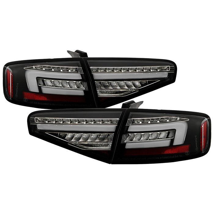 ( Spyder ) Audi A4 2013 to 2016 4Dr/ S4 2013 to 2016 4Dr LED Tail Lights - Sequential LED Turn Signal - LED Clear Light Bar Parking Lights - LED Brake Lights - LED Reverse Lights - Black