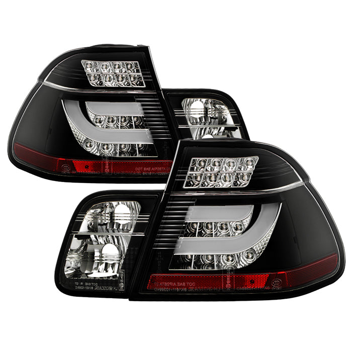 BMW E46 3-Series 02-05 4Dr Light Bar Style LED Tail Lights - Black