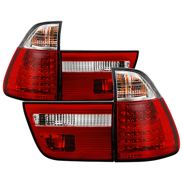 ( Spyder ) BMW E53 X5 00-06 4PCS LED Tail Lights - Signal-7507(Included) ; Parking-LED ; Reverse-7506(Not Included) ; Brake-LED - Red Clear