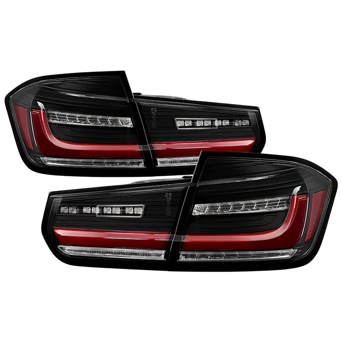 ( Spyder ) BMW 3 Series F30 2012-2018 Full LED Tail Lights - Red Light Bar Parking Light - Sequential LED Turn Signal Light - Brake: LED (Included) - Parking: LED (Included) - Turn Signal: LED (Included) - Reverse: LED (Included) - Black