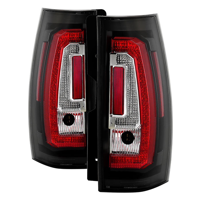 Chevy Suburban/Tahoe 07-14 / GMC Yukon/Yukon Denali 07-14  ( 08-13 excluding Hybrid Models )  Version 2 - Light Bar LED Tail Lights - Black