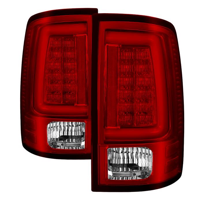 Dodge Ram 1500 09-18 / Ram 2500/3500 10-18 Light Bar LED Tail Lights - Incandescent Model only ( Not Compatible With LED Model ) - Red Clear