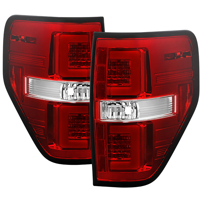 Ford F150 09-14 Version 2 Light Bar LED Tail Lights - Red Clear