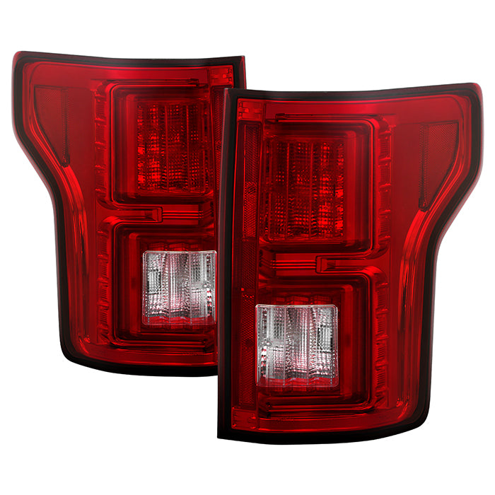 Ford F150 2015-2017 Light Bar LED Tail Lights (not compatible with rear blind spot sensor models) - Red Clear