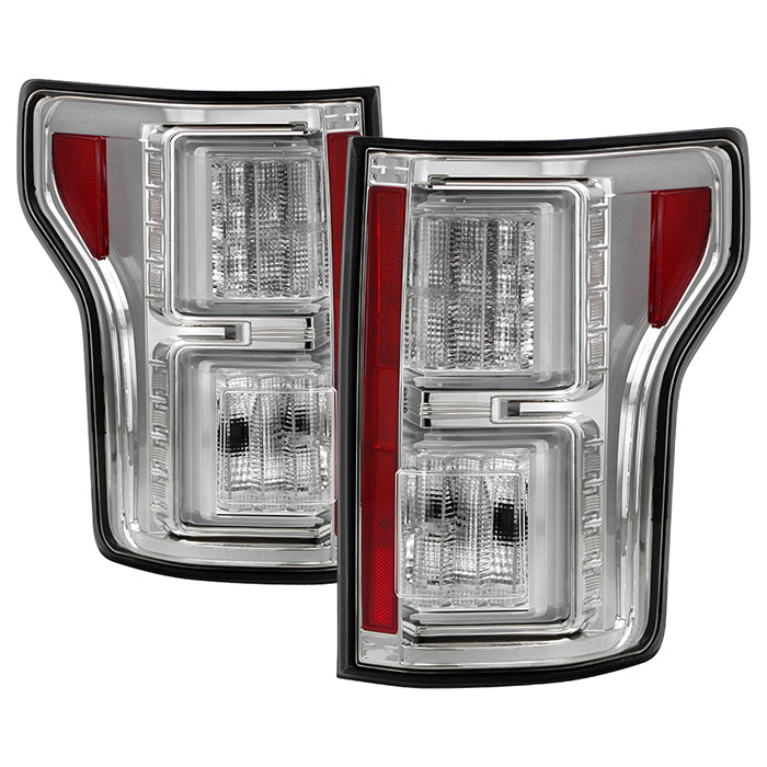 ( Spyder ) Ford F150 2018-2020 Light Bar LED Tail Lights (not compatible with rear blind spot sensor models) - Chrome