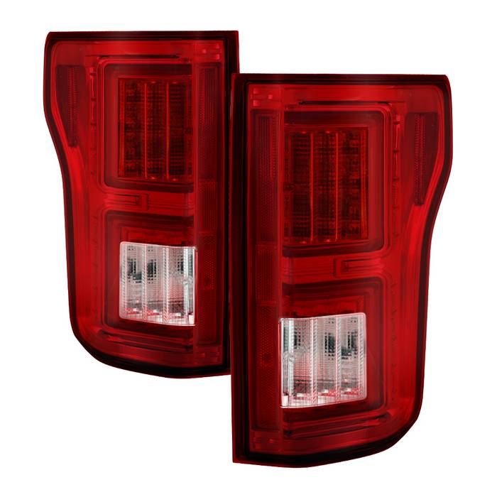 ( Spyder ) Ford F150 2018-2020 Light Bar LED Tail Lights (not compatible with rear blind spot sensor models) - Red Clear