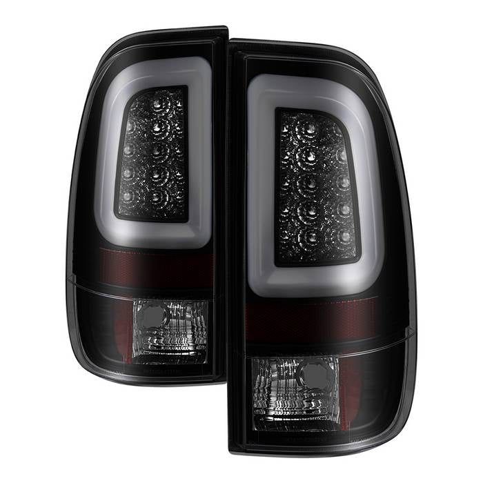 Ford F150 Styleside 97-03 / F250/350/450/550 Super Duty 99-07 Version 3 Light Bar LED Tail Lights - Black Smoke