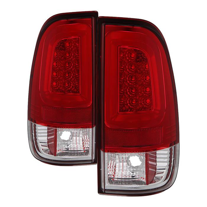 Ford F150 Styleside 97-03 / F250/350/450/550 Super Duty 99-07 Version 3 Light Bar LED Tail Lights - Red Clear