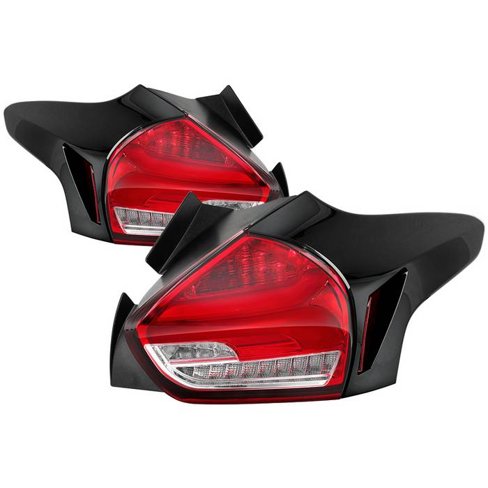 ( Spyder ) Ford Focus 5Dr Hatchback 15-17 Sequential LED Indicator LED Reverse LED Tail Lights - Red Clear