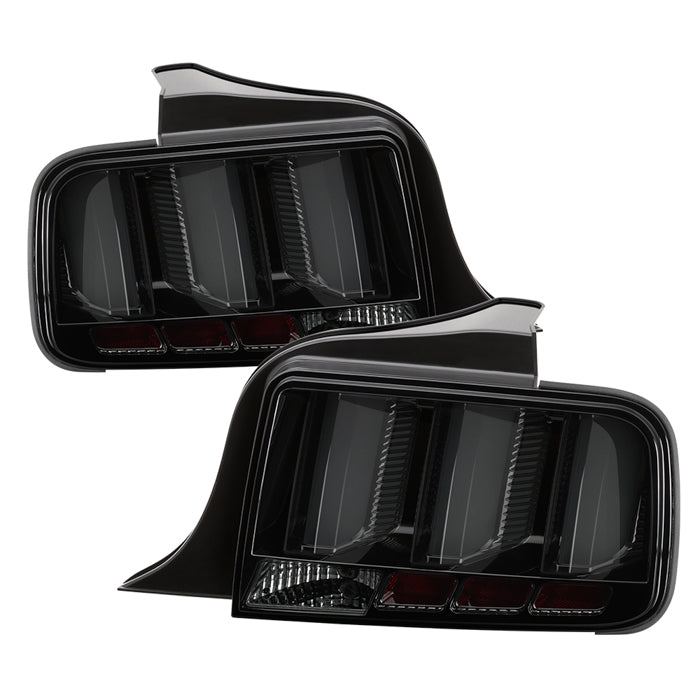 ( Spyder ) Ford Mustang 2005-2009 (White Light Bar) LED Tail Lights - Smoke