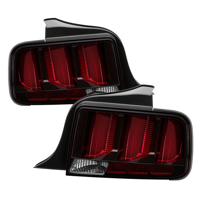 ( Spyder ) Ford Mustang 2005-2009 (Red Light Bar) LED Tail Lights - Black