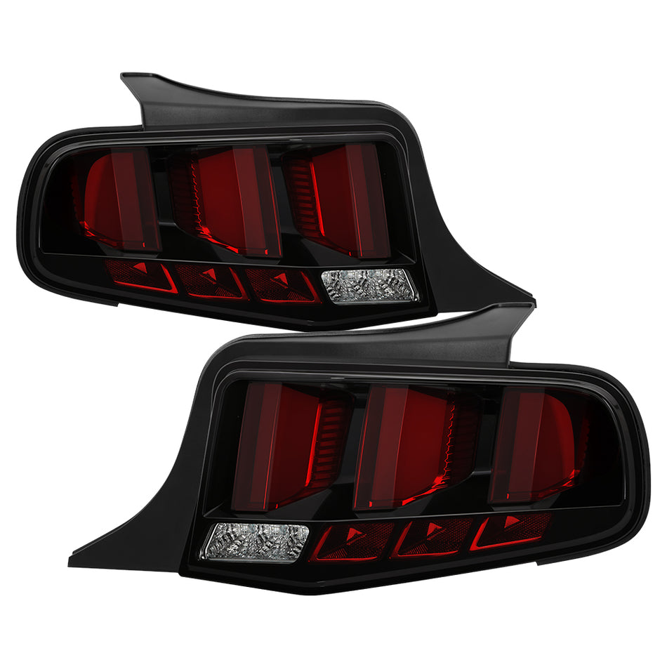 ( Spyder ) Ford Mustang 10-12 Red Light Bar Sequential Turn Signal LED Tail Lights - Black