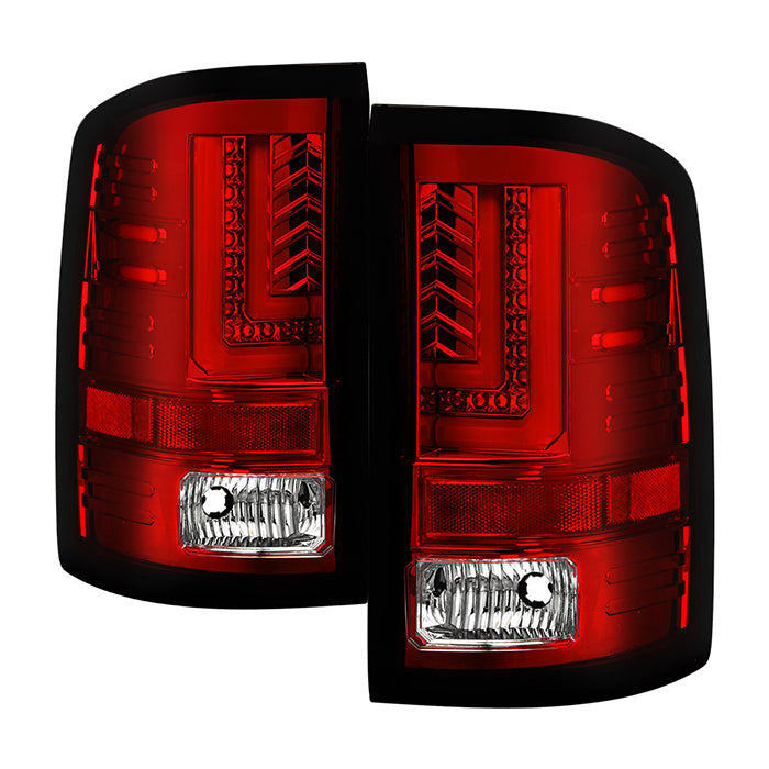 ( Spyder ) GMC Sierra 1500 14-18  2500HD/3500HD 15-19 (Not compatible on 2016 models w/factory LED tail lights   or 3500 HD Dually Models) LED Tail Lights - Red Clear