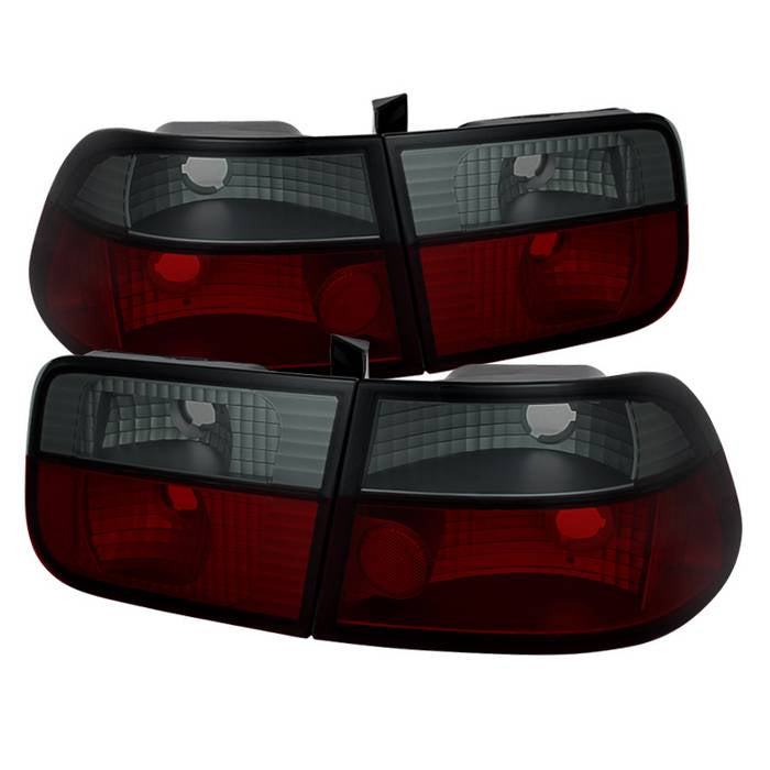 Honda Civic 96-00 2Dr Crystal Tail Lights - Red Smoke