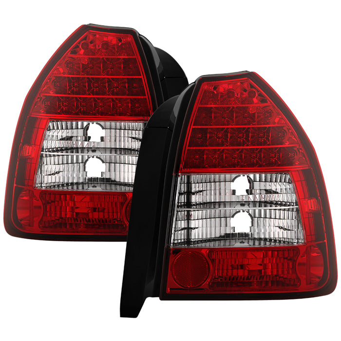 Honda Civic 96-00 3DR LED Tail Lights - Red Clear