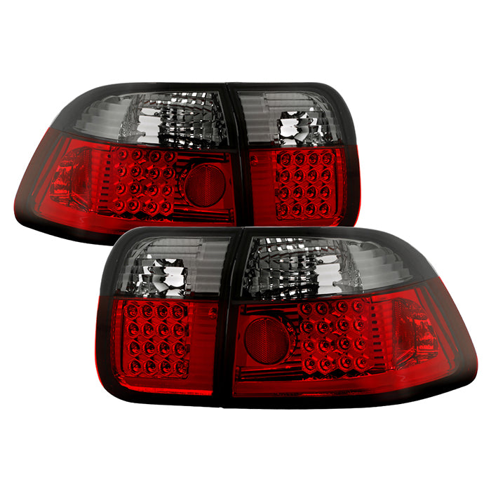 Honda Civic 96-98 4Dr LED Tail Lights - Red Smoke