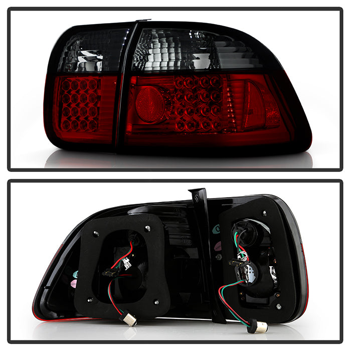 Honda Civic 96-98 4Dr LED Tail Lights - Red Smoke – Spyder Auto