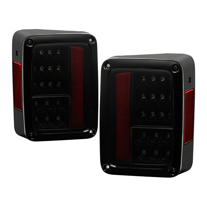 Jeep Wrangler (JK JKU) 07-18 LED Tail Lights - Black Smoke