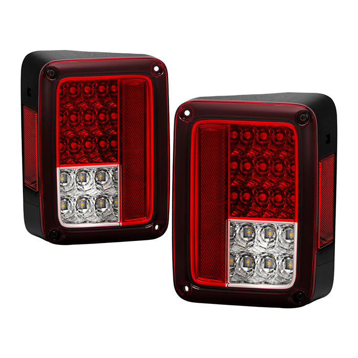 Jeep Wrangler (JK JKU) 07-18 LED Tail Lights - Red Clear