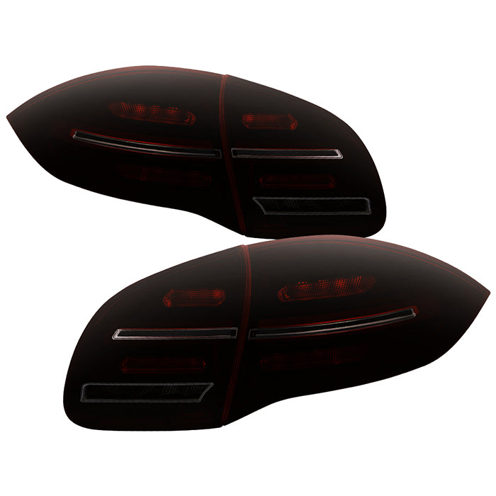 ( Spyder ) Porsche Cayenne 958 2011-2014 LED Tail Lights - Sequential Signal - Red Smoke