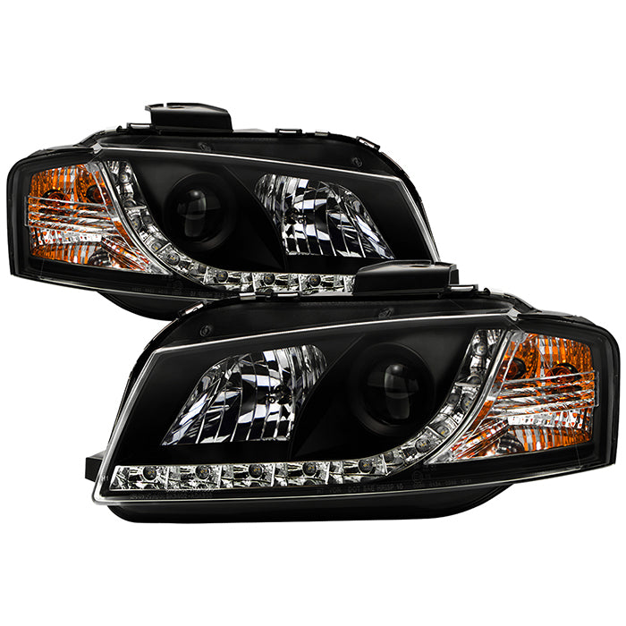 ( Spyder Signature ) Audi A3 06-08 Projector Headlights - Halogen Model Only ( Not Compatible With Xenon/HID Model ) - DRL - Black - High H1 (Included) - Low H7 (Included)