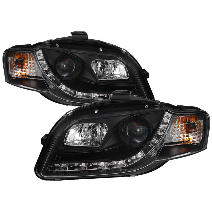 ( Spyder Signature ) Audi A4 06-08 Projector Headlights - Halogen Model Only ( Not Compatible With Xenon/HID Model ) - DRL - Black - High H1 (Included) - Low H1 (Included)