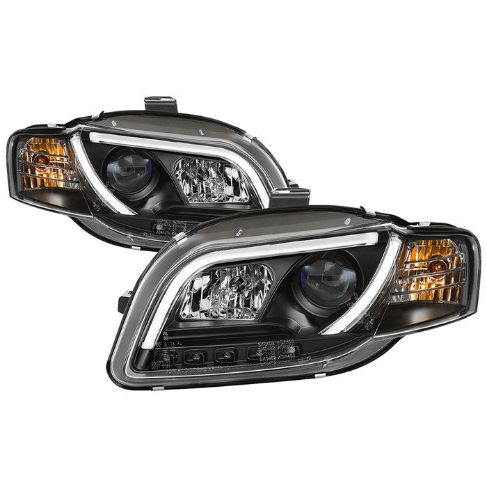 ( Spyder Signature ) Audi A4 06-08 Projector Headlights - Halogen Model Only ( Not Compatible with Xenon/HID Model )( Will Not Fit Convertible ) - Light Tube - DRL - Black - High H1 (Included) - Low H1 (Included)