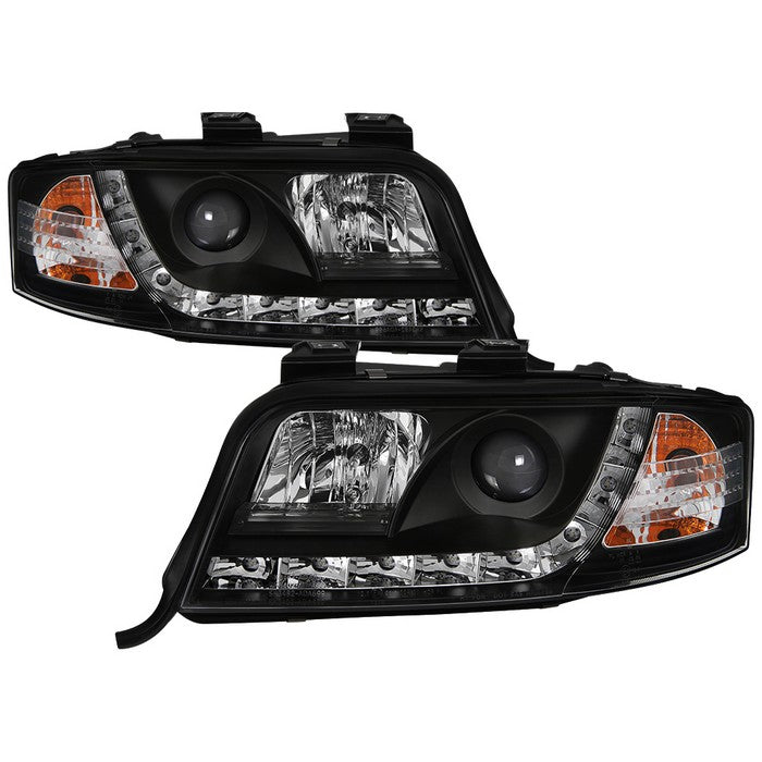 ( Spyder Signature ) Audi A6 02-04 Projector Headlights - Halogen Model Only (not compatible with Xenon/HID Model ) - DRL - Black - High H1 (Included) - Low H1 (Included)