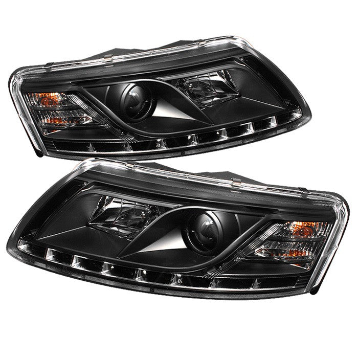 ( Spyder Signature ) Audi A6 05-07 Projector Headlights - Halogen Model Only ( Not Compatible With Xenon/HID Model ) - DRL - Black - High H1 (Included) - Low H1 (Included)