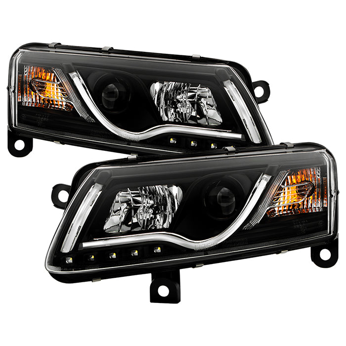 ( Spyder Signature ) Audi A6 05-07  Projector Headlights - Halogen Model Only ( Not Compatible with Xenon/HID Model ) ( Non Quattro with AFS ) Light Tube DRL - Black - High H1 (Included) - Low H1 (Included)