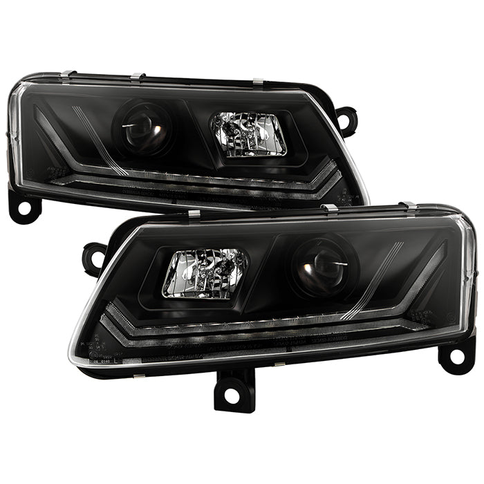 ( Spyder Signature ) Audi A6 2005-2008 Projector Headlights - Sequential LED Turn Signal Lights - LED Crystal Light Bar Parking Lights - Low Beam: H7 (Included) - High Beam: H1 (Included) - Turn Signal: LED (Included)