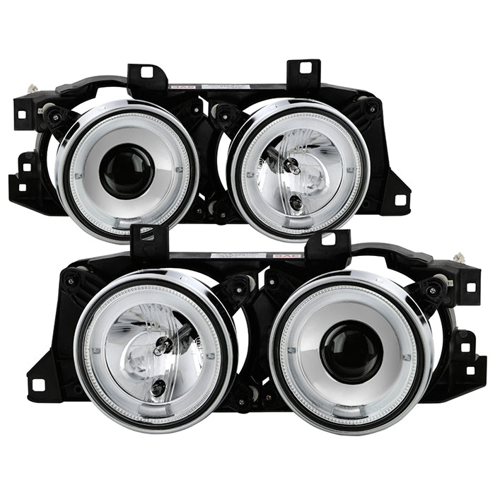 ( Spyder Signature ) BMW E34 5-Series 89-94 / BMW E32 7-Series 88-92 Projector Headlights - WILL NOT FIT 750 - LED Halo - Chrome - High H1 (Included) - Low H1 (Included)