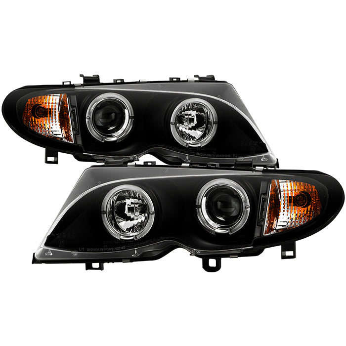 ( Spyder Signature ) BMW E46 3-Series 02-05 4DR Projector Headlights 1PC - LED Halo - Black - High H1 (Included) - Low H7 (Included)