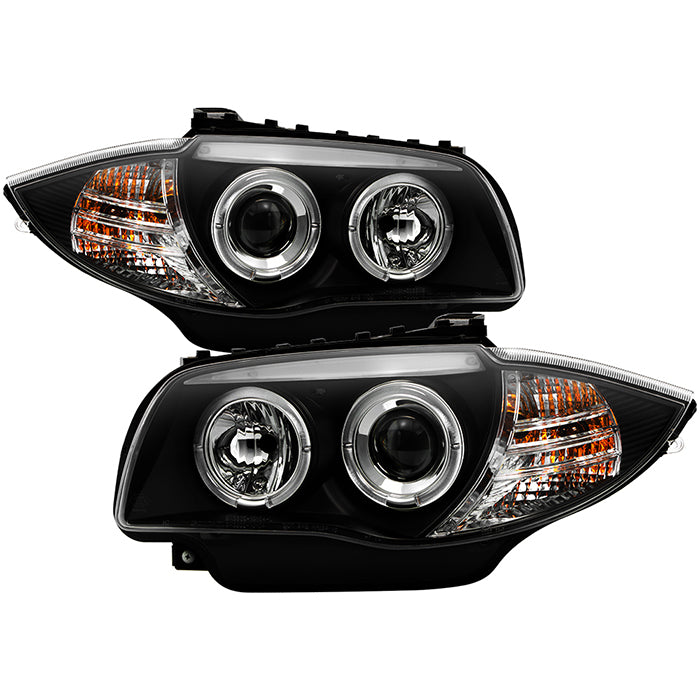 ( Spyder Signature ) BMW E87 1-Series 08-11 Projector Headlights - LED Halo - Black - High H1 (Included) - Low H7 (Included)